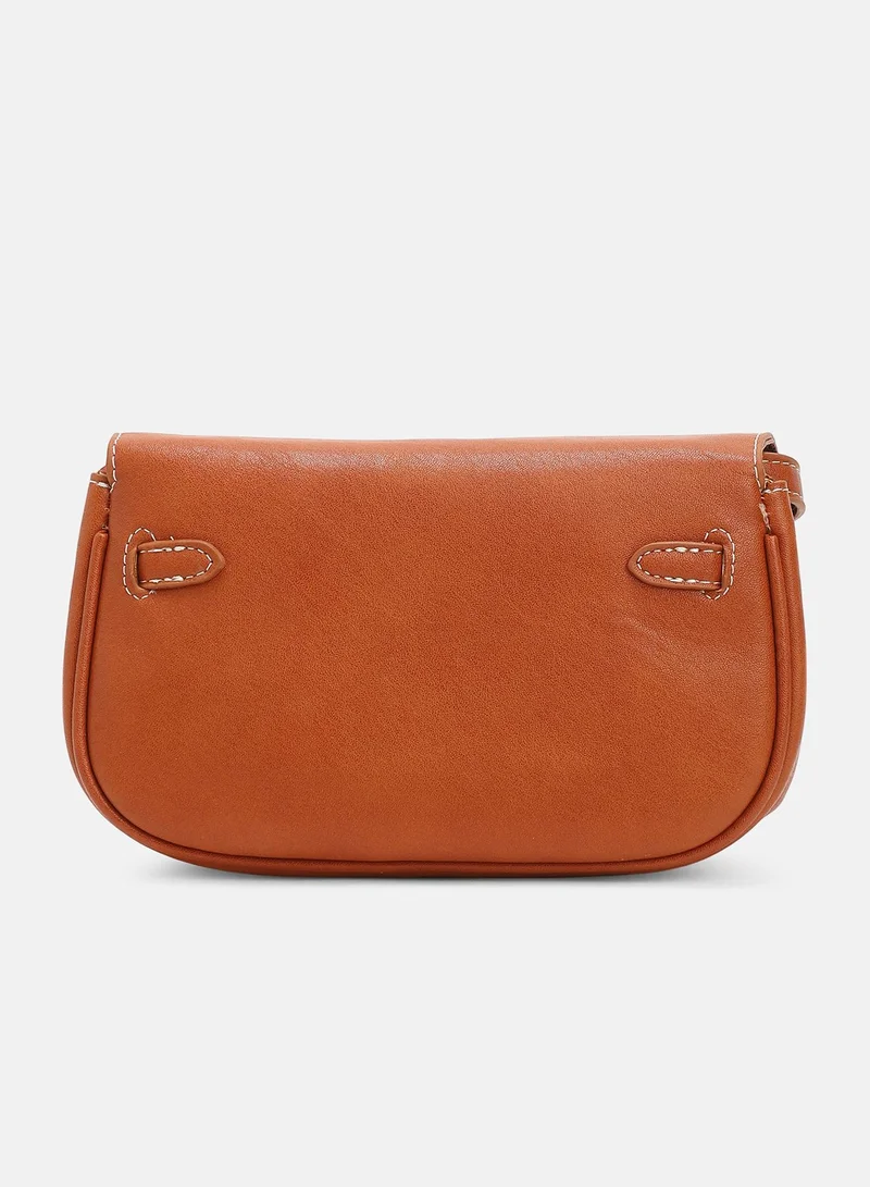 Haute Sauce Solid Interlock Regular Vegan Leather Sling Bag with Detachable Strap For Women