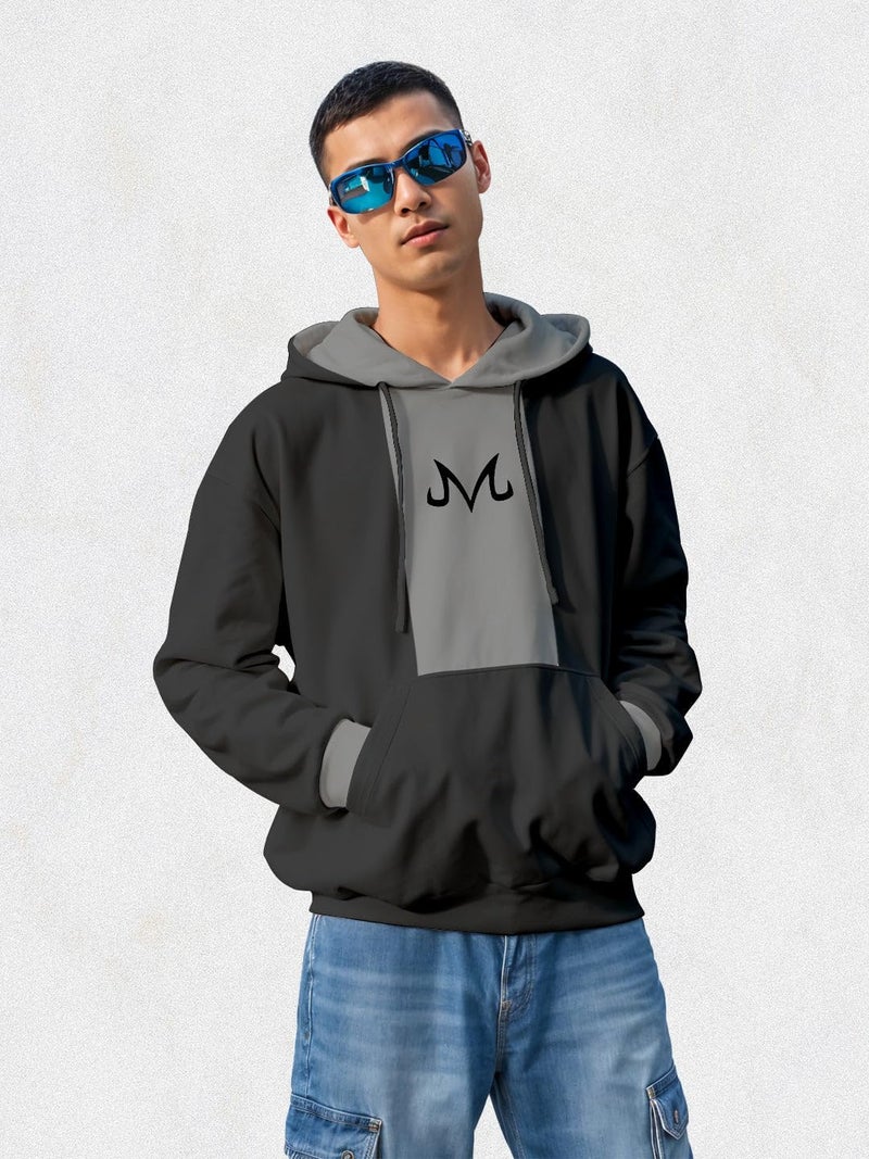 crazymonk Men's Cotton Printed Full Sleeve Oversized Ultra Ego Hoodie - Steel Grey - S Size - Image 2