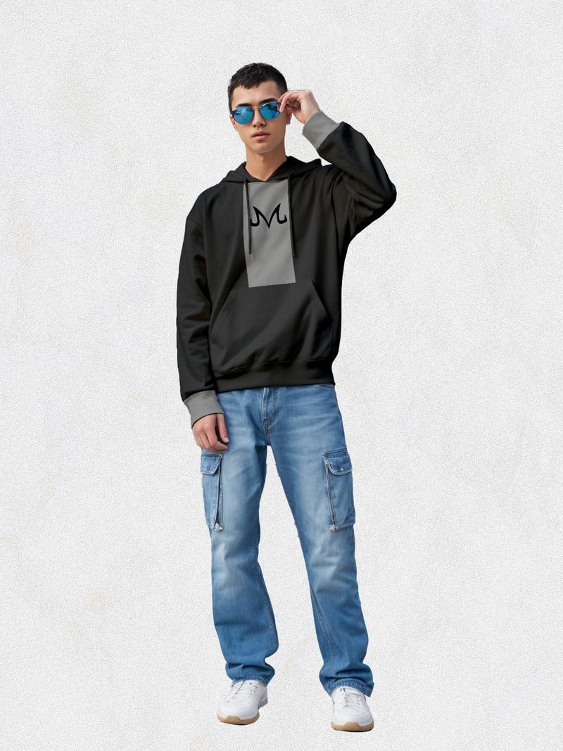 crazymonk Men's Cotton Printed Full Sleeve Oversized Ultra Ego Hoodie - Steel Grey - S Size - Image 4