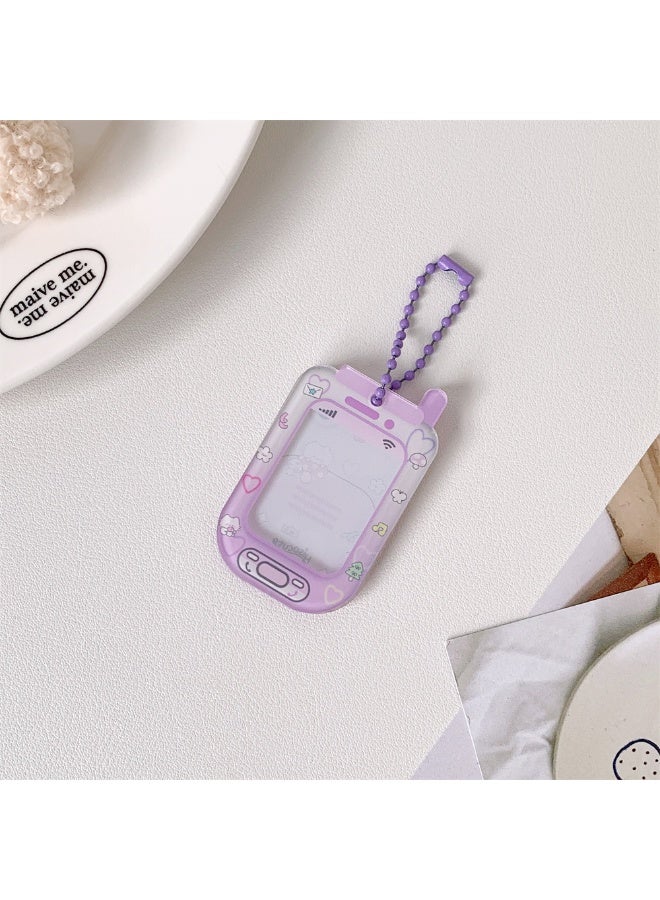 NIBEMINENT 1 - Piece Cartoon Mini Kpop Photo Card Holder Pendant Key Chain ID Badge Holder ID Card Holder Photo Card Protector for School ID Office ID Access Card for Women Girls - Image 1