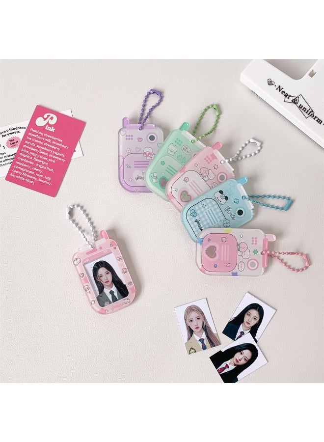 NIBEMINENT 1 - Piece Cartoon Mini Kpop Photo Card Holder Pendant Key Chain ID Badge Holder ID Card Holder Photo Card Protector for School ID Office ID Access Card for Women Girls - Image 3
