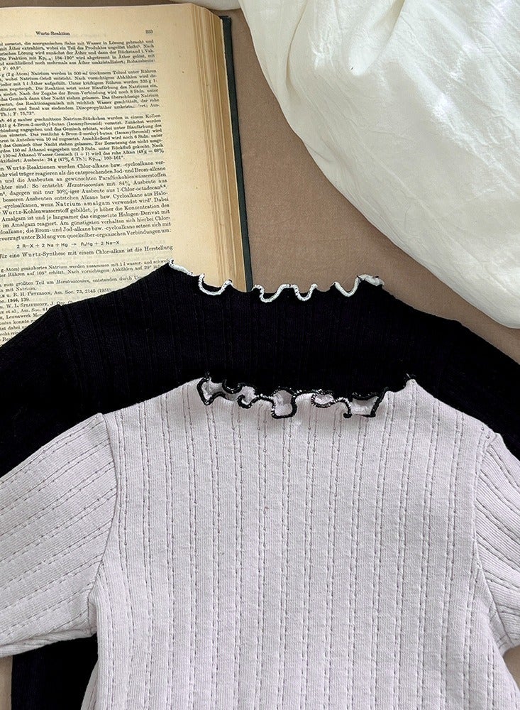Baby Home Clothing Set, Female Baby Striped Cute Lace Long Sleeve Baby Two Piece Set - Image 5