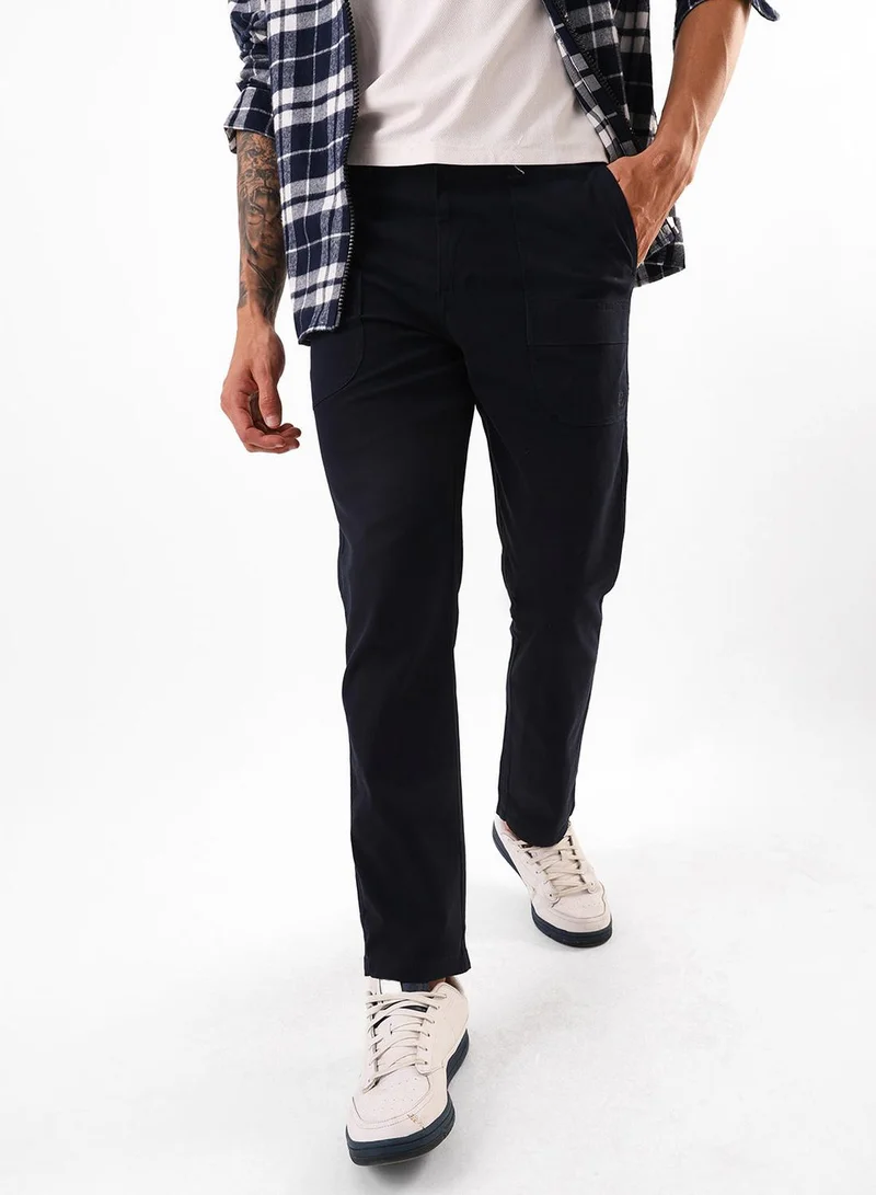 Dennis Lingo Men's Navy Cotton Blend Full Relaxed Cargo Trouser