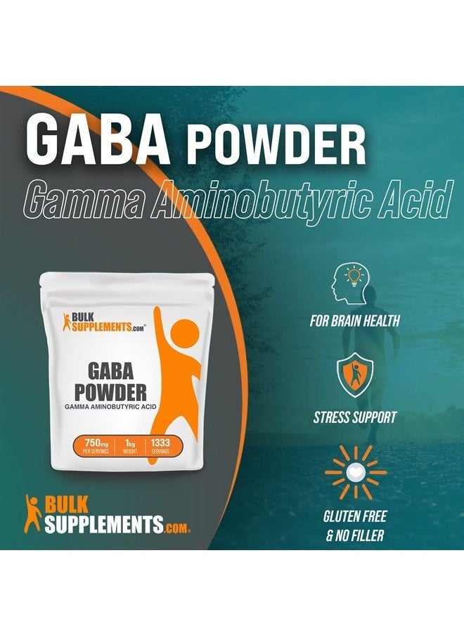 BULKSUPPLEMENTS.COM - Gamma Aminobutyric Acid Powder - GABA Calm - GABA 750mg - GABA Supplements - GABA Powder - Focus Aid & Stress Supplements - 750mg per Serving (1 Kilogram - 2.2 lbs) - Image 1