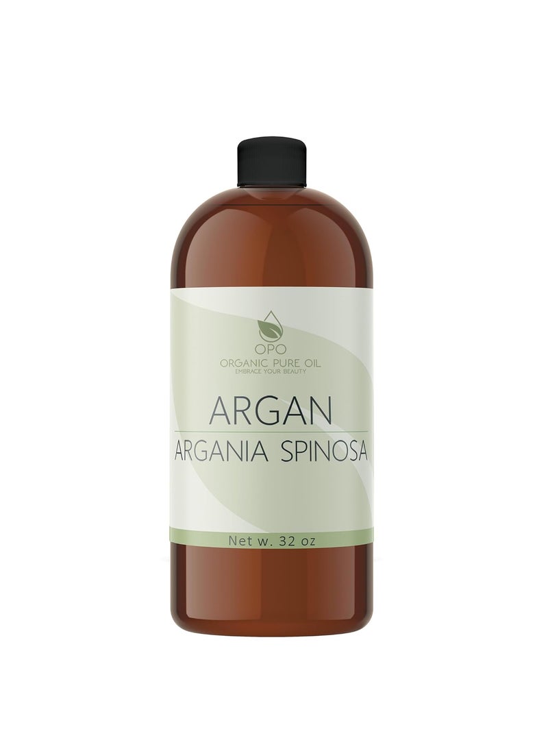 OPO - OPO Deodorized Argan Oil  32 oz  Pure Morocco Partially Filtered Unscented Non GMO Vegan Bulk Carrier Oil Skin Hair Face Body Hydrating Nourishing Soothing DIY Soap Cream Packaging May Vary - Image 1