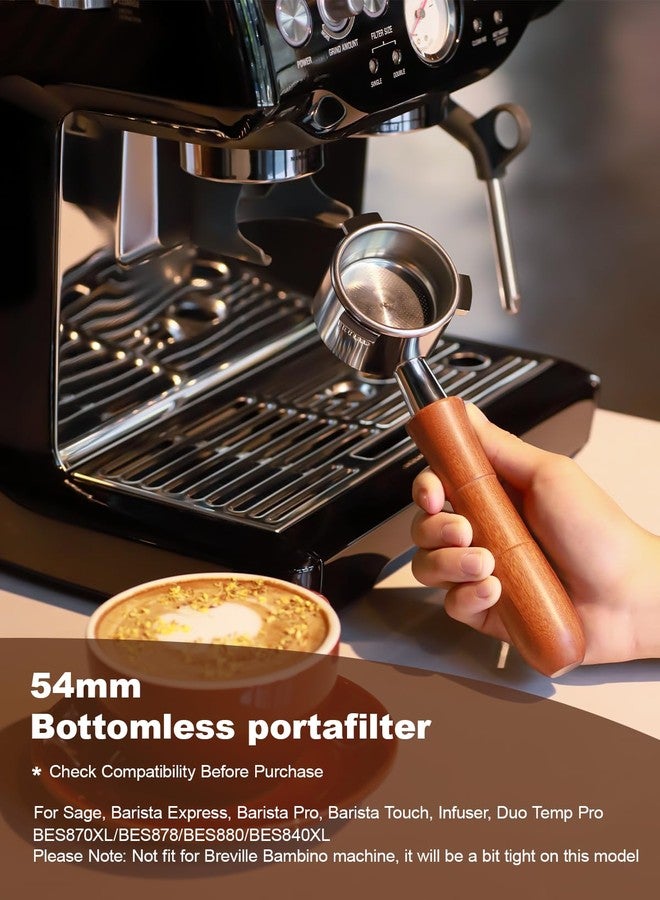 ميون حامل فلتر قهوة MEION بدون قاعدة، مقاس 54 مم، متوافق مع ماكينات Breville Barista Express وSage وBarista Pro وBES870XL وBES878 وBES880، حامل فلتر قهوة إسبريسو مع سلة فلتر سعة 18 غرام وشاشة قرص القهوة - Image 4