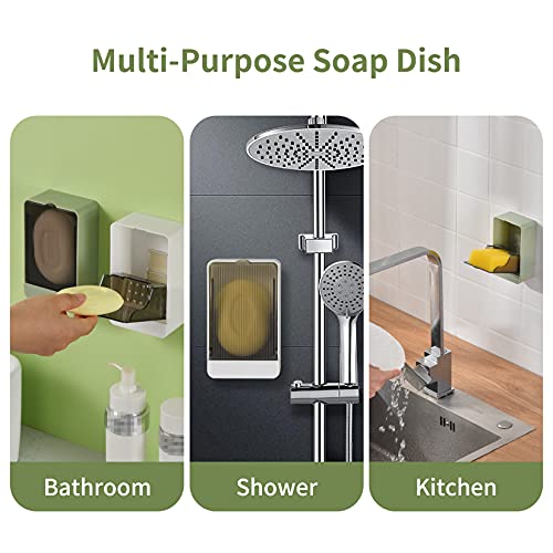 GREATIN Soap Holder Dish Shower, 2 Pack Bar Soap Holder with Drainage, Self Draining Soap Holder, Wall Mounted Soap Box Tray Container for Bathroom, Bathtub Kitchen Sink, No Drilling, 4 Adhesive Include - Image 5