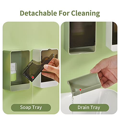 GREATIN Soap Holder Dish Shower, 2 Pack Bar Soap Holder with Drainage, Self Draining Soap Holder, Wall Mounted Soap Box Tray Container for Bathroom, Bathtub Kitchen Sink, No Drilling, 4 Adhesive Include - Image 4