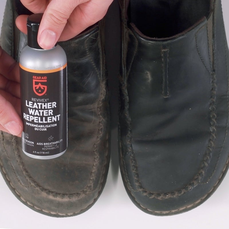 Gear Aid GEAR AID Revivex Leather Shoe and Boot Cleaner and Conditioning Kit, Restore Your Sneakers, Work and Hiking Boots, Includes Soap, Water Repellent, Brush to Remove Dirt, Cleaning Cloth, 1 Pack  - Image 2