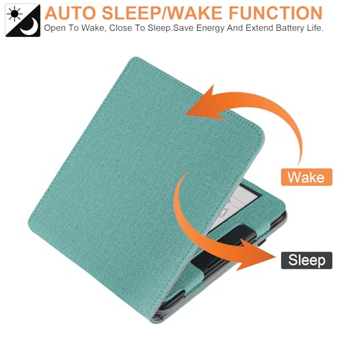 Vakarey for Kobo Libra Colour Case with Pen Holder,Sleep Cover for Kobo Libra 2 Case with Hand Strap,Green - Image 5