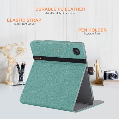 Vakarey for Kobo Libra Colour Case with Pen Holder,Sleep Cover for Kobo Libra 2 Case with Hand Strap,Green - Image 4