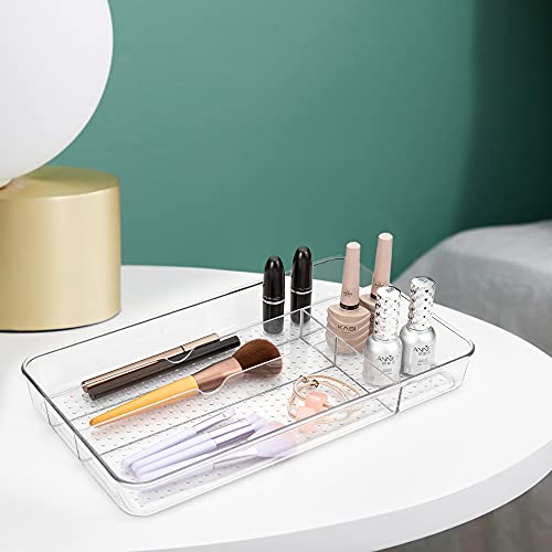Lonian Multi-Purpose Drawer Organizer Tray, Clear PET Plastic Cutlery Utensil Divider, No-Slip Storage Box for Kitchen Drawer, Makeup, Bathroom, and Office Supplies - Image 5