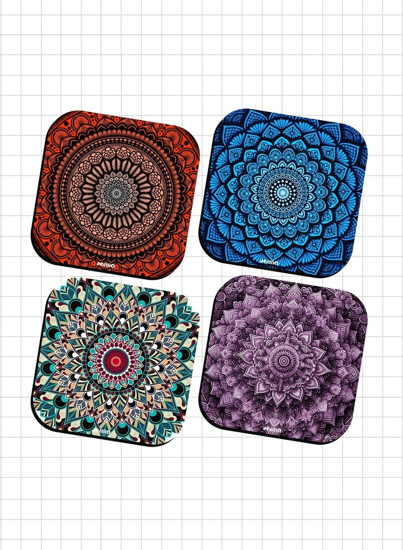 ديزليا مجموعة قواعد أكواب خشبية مربعة - 4 قطع - COASTER/03  - Image 1