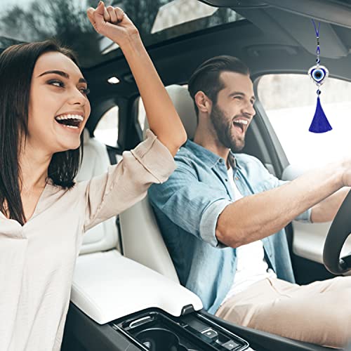 LUCKBOOSTIUM Evil Eye Hanging Ornament in Heart Shape Metal w/Blue Tassel Sign of Protection Blessing Strength & Power Home/Office Decorative Car Rear View Mirror Accessories Ornaments - Image 5