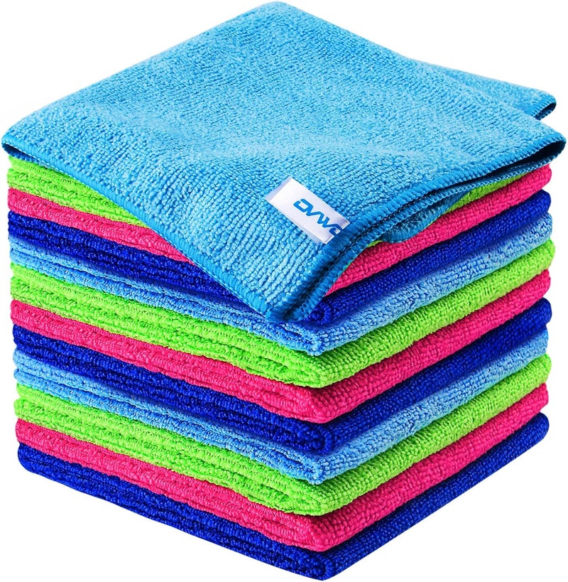 ovwo 12Pcs Premium Microfibre Cleaning Cloth Set - Highly Absorbent and Reusable - Image 1