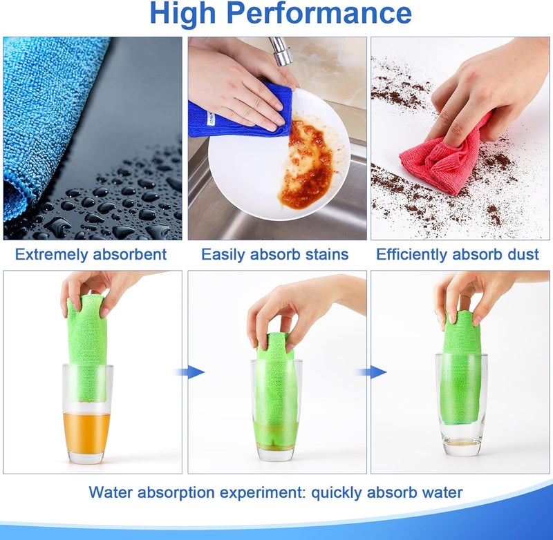 ovwo 12Pcs Premium Microfibre Cleaning Cloth Set - Highly Absorbent and Reusable - Image 4