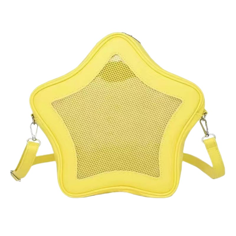 Vobomo Star Shape Ita Bag Pins Display Crossbody Bag PU Leather Backpack Y2k Aesthetic Cute Handbag (Yellow) - Image 1