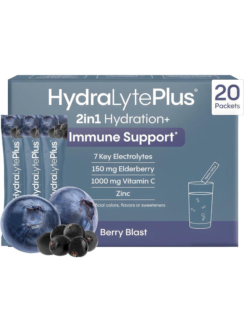 Hydralyte, Hydralyte Plus+, Fizzy Electrolyte Powder, Berry Blast, 20 Packets, (9 g) Each - Image 1