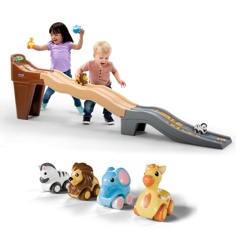 Simplay3 Safari Adventure Race Track Dual Lane Toddler Racetrack Car Ramp Toy for Indoor or Outdoor Play 4 Toy Animal Cars Included Made in USA - Image 3