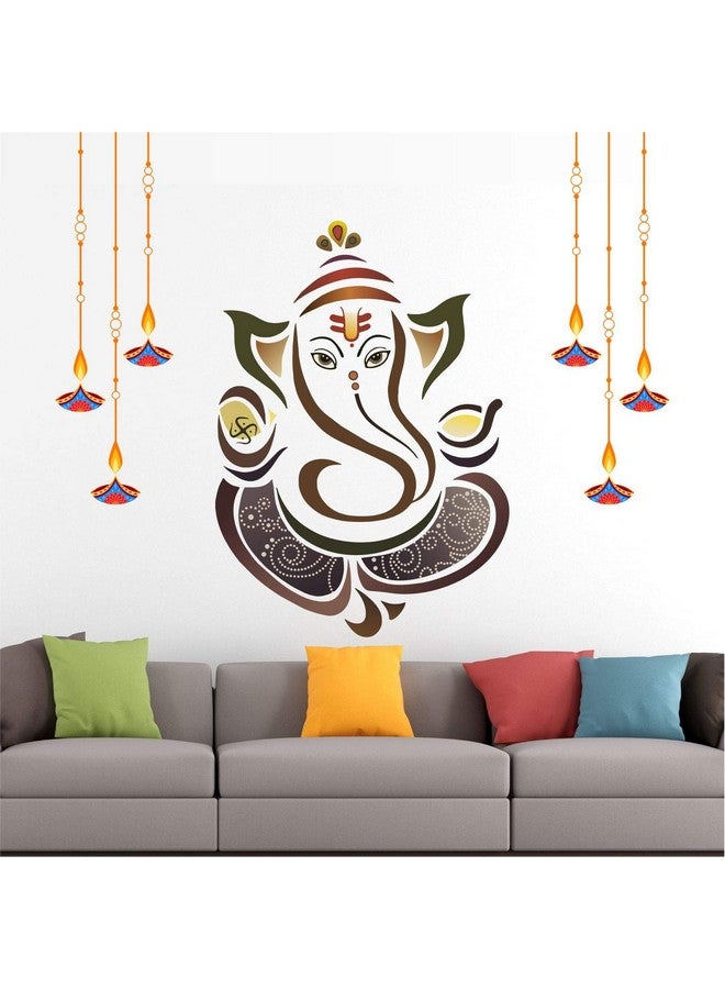 StickMe Vinyl 'shree Ganesh - Ganesha Ganpathi Colourful Wall Sticker' -Sm081 (85Cm X 75 Cm), 1 Piece Multicolour, Religion, Self Adhesive, Floor, 850 Mm) - Image 2