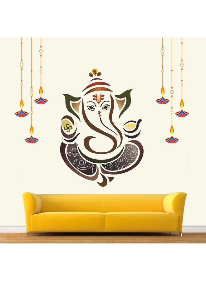 StickMe Vinyl 'shree Ganesh - Ganesha Ganpathi Colourful Wall Sticker' -Sm081 (85Cm X 75 Cm), 1 Piece Multicolour, Religion, Self Adhesive, Floor, 850 Mm) - Image 1