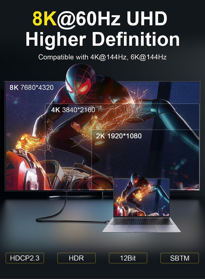 Tyep-C to HDTV Cable - USB C Monitor HDMI Cable - Support 8K/4K/2K - Compatible with Mobile Phone/Laptop/Computer/iPad/Android/iOS/Samsung/Projector - 2M - Image 2