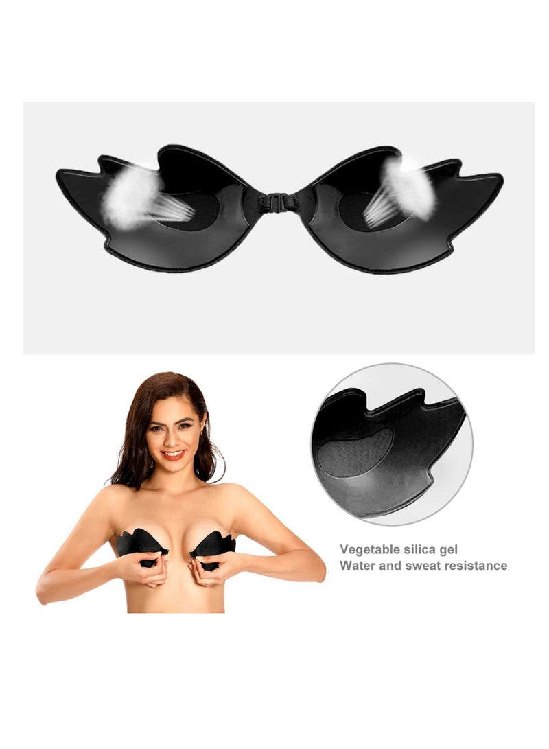 SOLARAE Strapless Push Up Bra, Adhesive Bra, Push up Backless Reusable Silicone Covering Nipple Bras, Invisible Sticky Bra Front Clasp Lift Bra Nipple Covers - Image 4