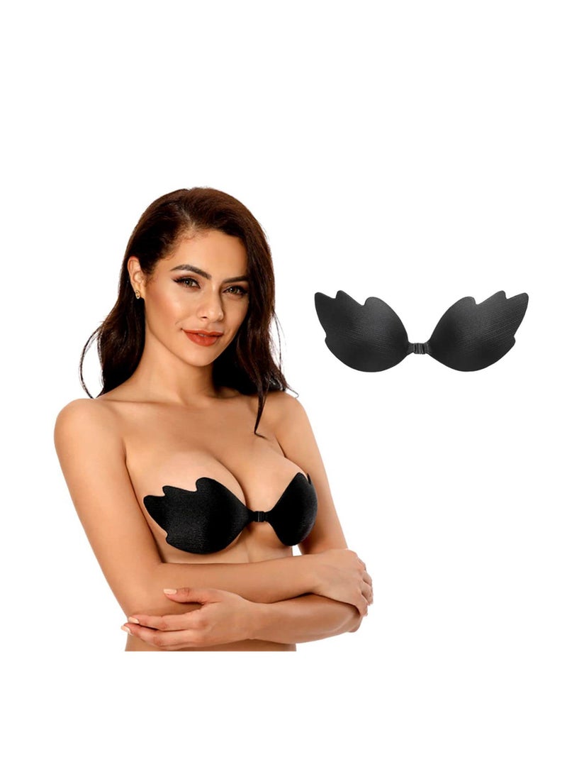 SOLARAE Strapless Push Up Bra, Adhesive Bra, Push up Backless Reusable Silicone Covering Nipple Bras, Invisible Sticky Bra Front Clasp Lift Bra Nipple Covers - Image 1