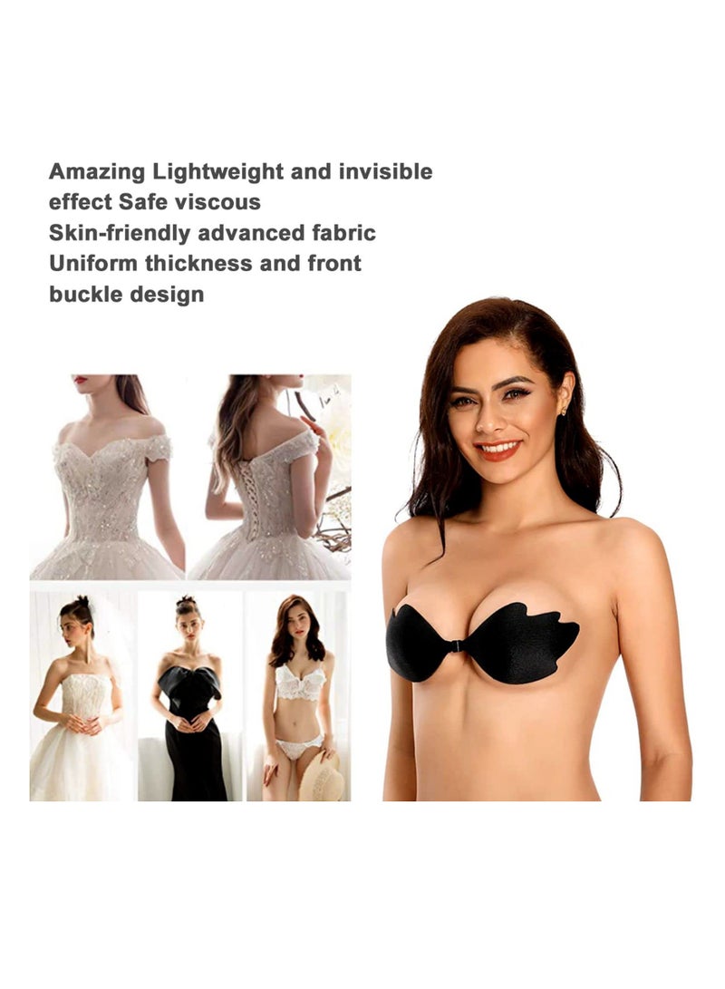 SOLARAE Strapless Push Up Bra, Adhesive Bra, Push up Backless Reusable Silicone Covering Nipple Bras, Invisible Sticky Bra Front Clasp Lift Bra Nipple Covers - Image 2