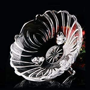 Home Stuffs Fruit Bowl Designer Glass Serving Fruit BowlVegetable Bowl Table Fruit Bowl Flat Base Fruit Bowl Dining Table Glass Serving Dinnerware Transparent Crystal Fruit BowlPack if 1 - Image 5