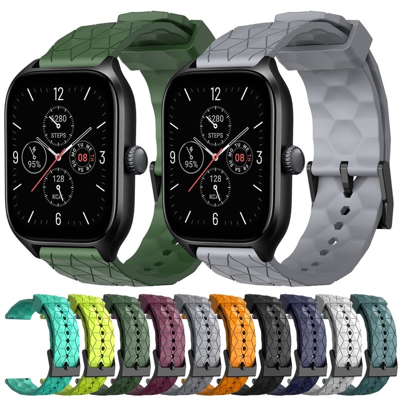 erorex For Amazfit Gts 4 20Mm Football Pattern Solid Color Silicone Watch Band(Black) - Image 3