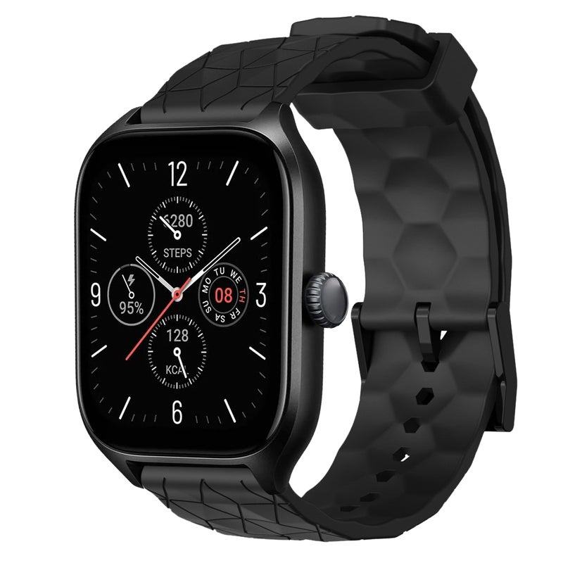 erorex For Amazfit Gts 4 20Mm Football Pattern Solid Color Silicone Watch Band(Black) - Image 1