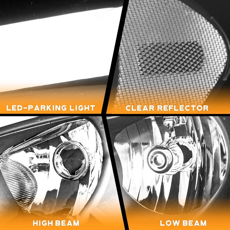 WEELMOTO LED DRL Headlights Assembly, for 06-13 Chevy Impala for 14-16 Chevy Impala Limited, for 06-07 Chevy Monte Carlo Replacement Headlight Black Housing Clear Reflector with LED DRL - Image 3