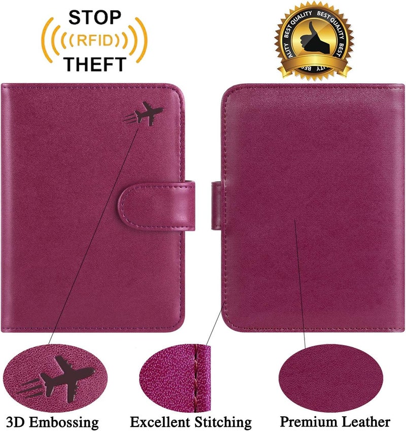 PASCACOO Passport Holder Cover Wallet RFID Blocking Leather Card Case Travel Accessories for Women Men (Z #Purple) - Image 4