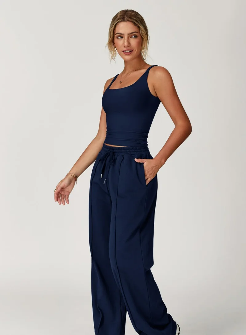 Kawn.yoga Midnight Blue Womens Square Neckline Cami Top for Women | Best Price UAE