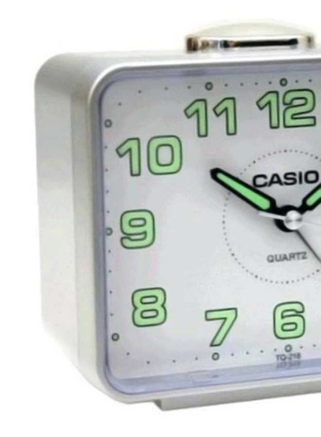 CASIO Rectangle Shape Analog Alarm Clock Silver/White - Image 2