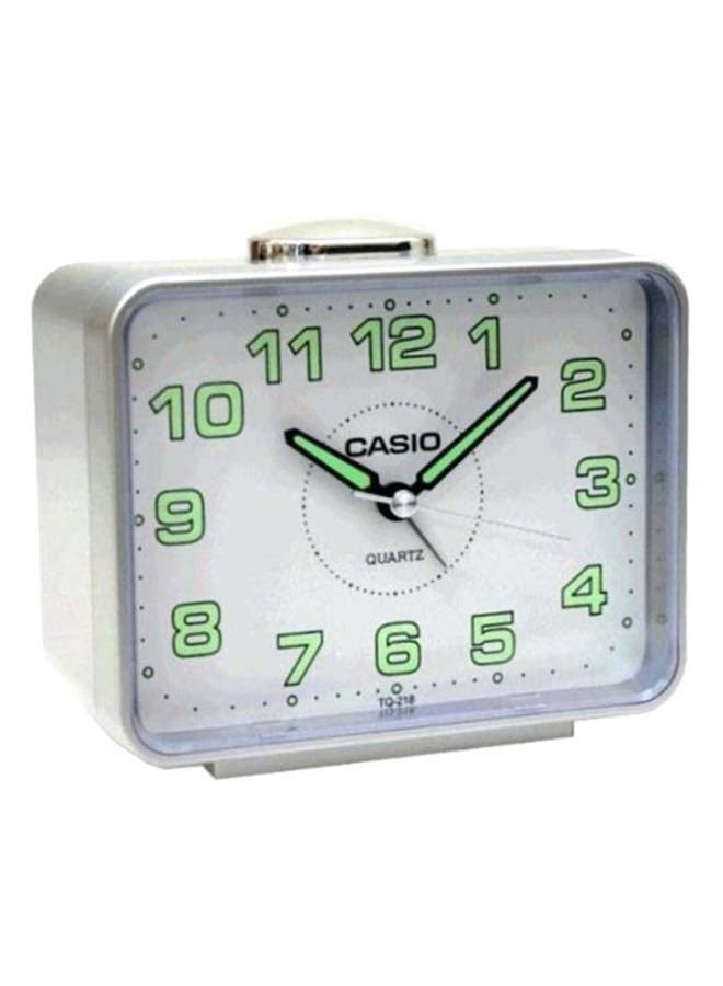 CASIO Rectangle Shape Analog Alarm Clock Silver/White - Image 1