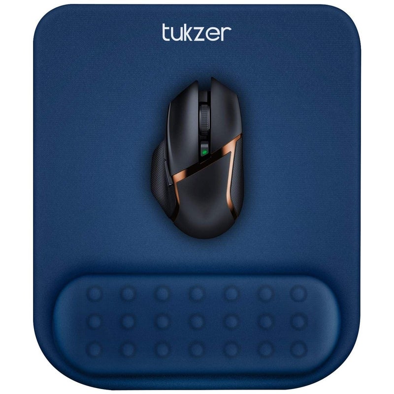 tuKZer Gel Mouse Pad Wrist Rest Memory-Foam Ergonomic Mousepad| Cushion Wrist Support & Pain Relief| Suitable for Gaming, Computer, Laptop, Home & Office Non-Slip Rubber Base (Blue) - Image 1