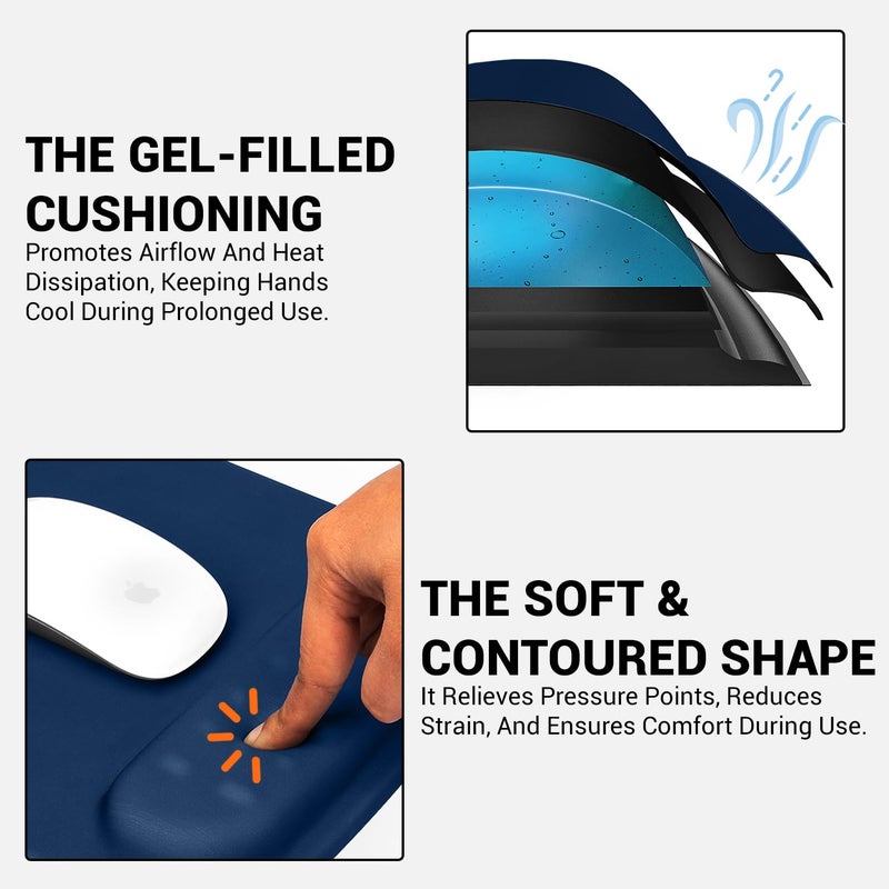 tuKZer Gel Mouse Pad Wrist Rest Memory-Foam Ergonomic Mousepad| Cushion Wrist Support & Pain Relief| Suitable for Gaming, Computer, Laptop, Home & Office Non-Slip Rubber Base (Blue) - Image 5
