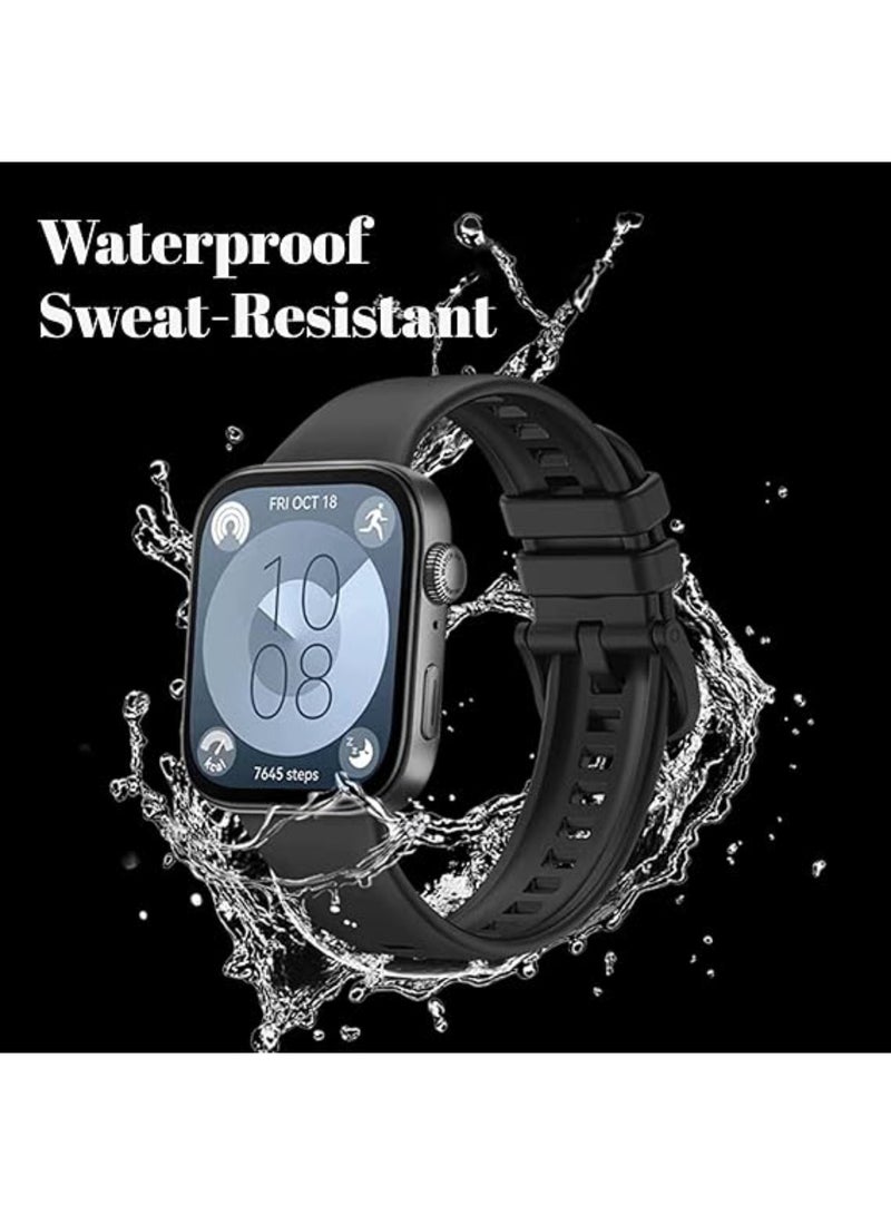 3Pcs Silicone Strap for Huawei Watch Fit 4 Pro/Fit 4/Fit 3, Silicone Replacement Strap Adjustable Wrist Bands (Black+Blue+Green) - Image 5