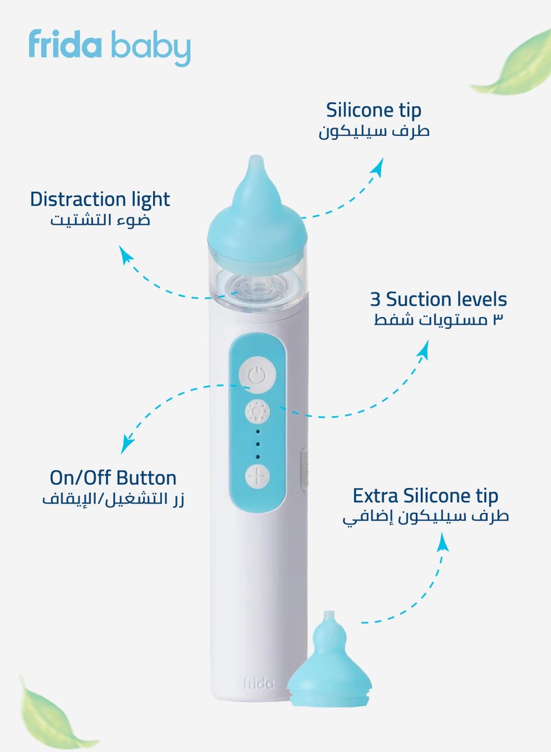 fridababy Electric NoseFrida | Baby Nasal Aspirator | Rechargeable Mucus Sucker with 3 Suction Levels | BPA-Free Silicone Tips | Easy-to-Clean & Hygienic | Congestion Relief - Image 3