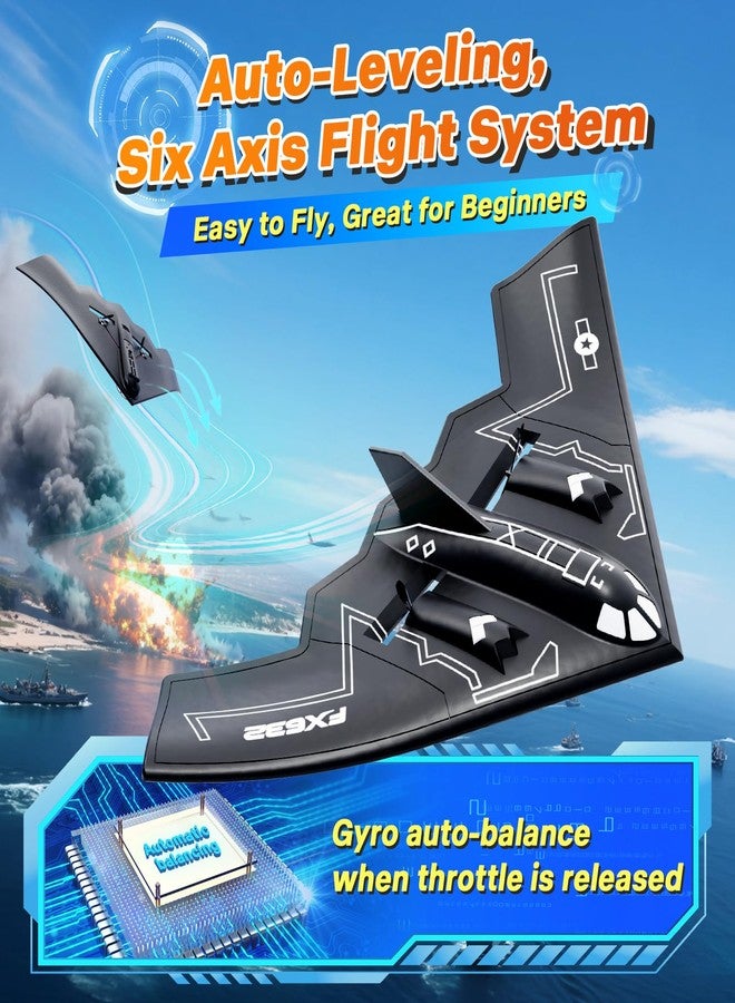 AIGIMU RC Airplane, RC Plane Ready to Fly, 2CH Remote Control Airplane with 6-axis Gyro Stabilizer B2 Spirit Stealth Bomber 2.4GHz Remote Control Plane for Beginners Boys Kids - Image 3
