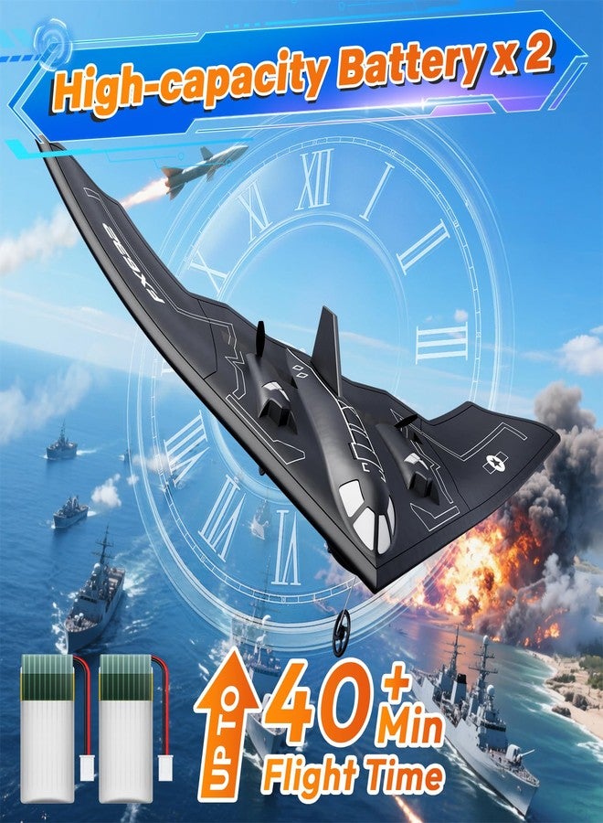 AIGIMU RC Airplane, RC Plane Ready to Fly, 2CH Remote Control Airplane with 6-axis Gyro Stabilizer B2 Spirit Stealth Bomber 2.4GHz Remote Control Plane for Beginners Boys Kids - Image 5