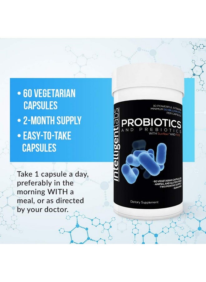 Intelligent Labs - 50 Billion Cfu Probiotic With Prebiotics No Refrigeration Needed With Sunfiber And Fos For 10X More Effectiveness 2 Months Supply Per Bottle - Image 1