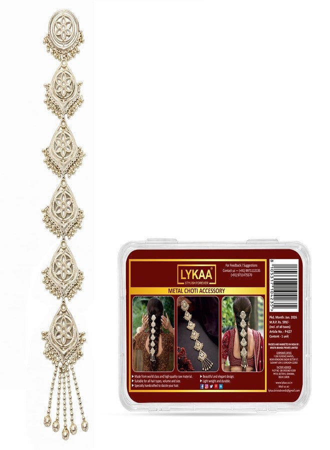 LYKAA Silver Tone Oxidized Floral Hair Parandi with Ghungroo Tassels | Traditional Bridal Braid Paranda Hair Accessory for Wedding & Festive Occasion- 1 Pcs - Image 1