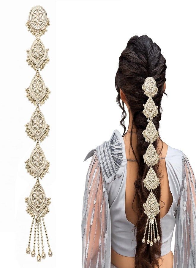 LYKAA Silver Tone Oxidized Floral Hair Parandi with Ghungroo Tassels | Traditional Bridal Braid Paranda Hair Accessory for Wedding & Festive Occasion- 1 Pcs - Image 2