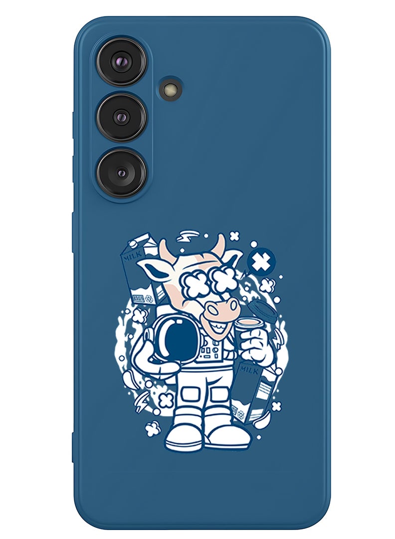 Theodor Protective Slim Fit Case Liquid Silicone Cover with Full Body Protection Anti-Scratch Shockproof Case For Samsung Galaxy S25 (Blue) - Cow astronaut - Image 1