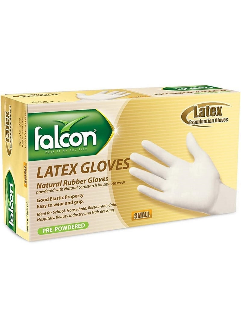 Falcon Small Latex Gloves With Powder Pre Powdered 100 Pcs - Image 1
