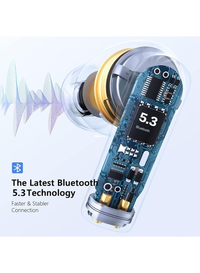 Wireless Earbuds Headphones with IPX7 Waterproof Bluetooth Earbuds Earphones Headphones with Hi-Fi Stereo Sound Wireless Earphones with Mic 30H Playtime Fast Charge for Android iOS Phone PC Mac - Image 3