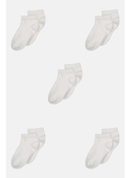 Toddlers Girl 5 Pair Solid Socks, White